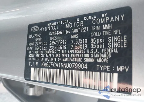 2022 Hyundai Tucson Hybrid Sel Convenience z USA, uszkodzony, nr VIN KM8JFCA19NU079904